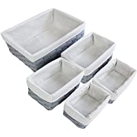Cestas Nido - 5 Piezas de Cestas de Mimbre en gris claro para almacenamiento - 2 pequeñas- 2 medianas y 1 grande